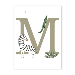 Customized Baby Name Poster Jungle Animals Lion Zebra Elephant Canvas Painting Kis Bedroom Wall Art Print Pictures Nursery Decor