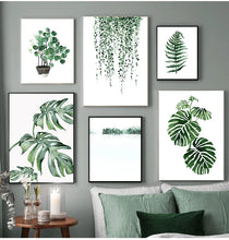 Load image into Gallery viewer, Wall Art Paintings for Living Room Home Decor Scandinavian Style Tropical Plants Poster Green Leaves Decorative Picture Modern