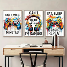 Load image into Gallery viewer, Gaming Graffiti Gamepad Earphone Funny Wall Art Canvas Poster Gamer Room Wall Decor Prints Modern Living Room Posters