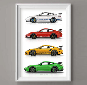 911 GT3 RS Supercar Poster Canvas Print Frameless Wall Art Gift for Car Lovers