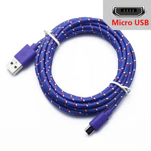 Load image into Gallery viewer, 2.4A Micro USB Cable 0.5m/1m/2m/3m Data Sync USB Charge Cable For Samsung Huawei Xiaomi Android Nylon Braided Microusb Data Cord
