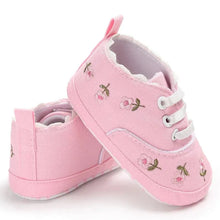 Load image into Gallery viewer, Meckior Newborn Baby Girl Flower Canvas Shoes Non-slip Infant First Walkers