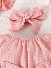 Load image into Gallery viewer, Cute Pink Bow Onesie Set - Baby Spring Fashion with Kerchief