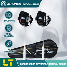 Load image into Gallery viewer, ALP LT 2Pcs/lot 100% Carbon Fiber Elastic 4U 30Lbs Racket Offensive and Defensive Professional Badminton Racket With Bag