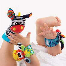 Load image into Gallery viewer, 0-12 Months Baby Rattles Toys - Animal Socks + Rattle Wrist Strap - Pacifier Toys