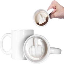 Load image into Gallery viewer, Middle Finger Cup Ceramic Mug Personalized Middle White Funny Coffee Milk Water Tea Cup with Handle for Party April Fool's Day