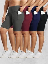 Load image into Gallery viewer, CHRLEISURE Women Solid Yoga Shorts with 3 Pockets High Waist Butt Lifting Workout Tights Gym Elastic Cycling Shorts Activewear