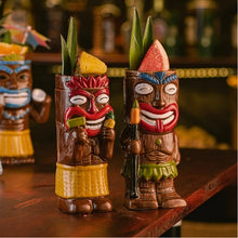 Load image into Gallery viewer, Hawaiian Style Brown Tiki Mug Creative Cocktail Mug Cup Zombie Ceramic Tiki Mug Drinkware Cup Mug For Tiki Bar Party