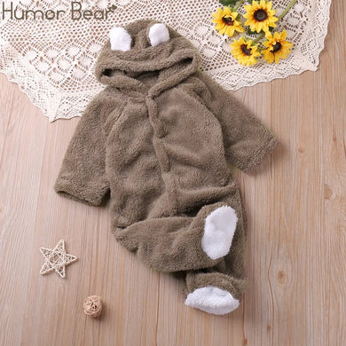 Cute Humor Bear Autumn Cartoon Baby Rompers - Winter Style Toddler Jumpsuits