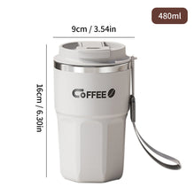 Load image into Gallery viewer, WORTHBUY Coffee Mug With Lid&amp;Handle 304 Stainless Steel Tea Milk Coffee Cup Double Wall Insulated Anti Scalding Drinking Cup