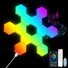 Load image into Gallery viewer, RGB LED Hexagon Wall Light - Bluetooth Control for Game Room and Bedroom
