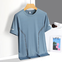 Load image into Gallery viewer, Running T-shirt Men Summer Ice Silk Thin Top Reflective Printing Quick Dry Short Sleeve Breathable Fitness Sports T-shirt 5XL