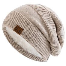 Load image into Gallery viewer, New Unisex Slouchy Winter Hats Add Fur Lined Men And Women Warm Beanie Cap Casual Label Decor Winter Knitted Hats