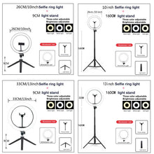 Load image into Gallery viewer, 26 33CM Video Lights Dimmable Light Selfie LED Ring Light USB Ring Lighting Lamp With Tripod Stand To Make Youtube Ringlight