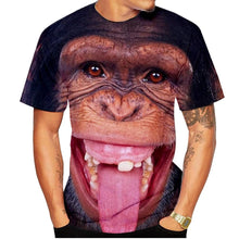 Load image into Gallery viewer, New casual men's new 3D design spoof gorilla funny monkey T-Shirt Funny pout monkey 3D printing Summer Short Sleeve Shirt Kids