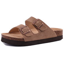 Load image into Gallery viewer, Comwarm Fashion Women's Suede Mules Slippers Men Clogs Cork Insole Sandals With Arch Support Outdoor Beach Slides Home Shoes