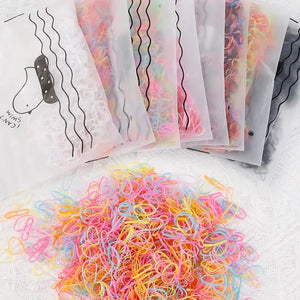 1000Pcs Colorful Disposable Hair Bands Kids Elastic Rubber Ponytail Holders