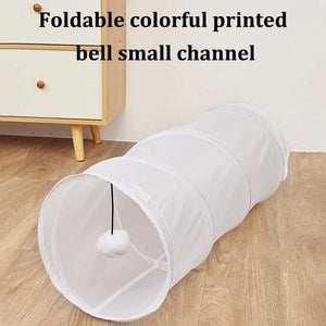 Interactive Cat Tunnel Toy Bell Foldable Hi Ring Paper Pet Self-Hi Random Color