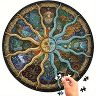 1000 Piece Round Moon Puzzle 12 Constellations Space Game