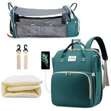Load image into Gallery viewer, 3 In 1 Diaper Bag Backpack Foldable Baby Bed Waterproof Travel Bag with USB Charge Diaper Bag Backpack with Changing Bed 3 types