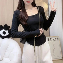 Load image into Gallery viewer, Autumn Winter Velvet Slimming T-shirt - Square Neck Women&#39;s Base Layer