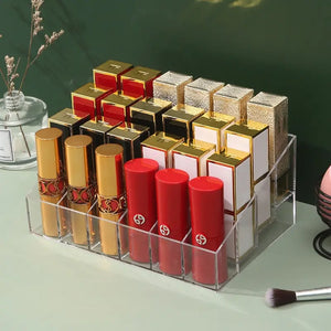 24 Grid Lipstick Holder Acrylic Cosmetics Jewelry Nail Polish Storage Display