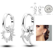 Load image into Gallery viewer, 925 Silver Hoop Earrings  For Woman Pendientes Zircon Heart Shape Star Eardrop Original Earring Fashion Jewelry