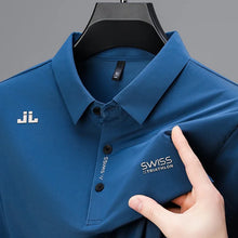 Load image into Gallery viewer, New Men's Business Casual Short Sleeved Shirt with Badge Solid Color Polo Shirt Fashionable Breathable Comfortable Versatile Top