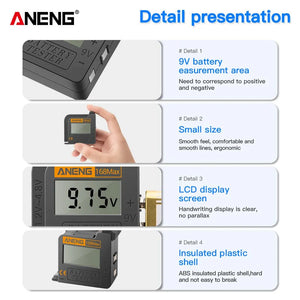 ANENG 168Max Digital Battery Tester Universal Capacity Analyzer AAA AA Button Cell