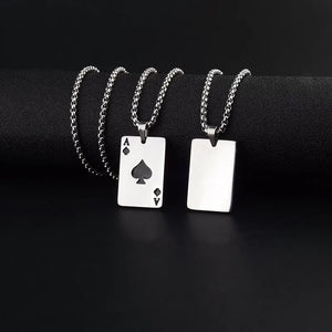 Stainless Steel Poker Card Necklace Set: Hip Hop Statement Jewelry for Men/Women