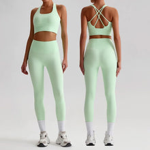 Load image into Gallery viewer, Naked Feel Yoga Set Women Fitness Sportswear 2 Piece Strappy Sports Bra High Waist Gym Leggings Workout Outfit Active Wear