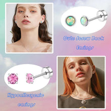 Load image into Gallery viewer, 2PCS/Set Stainless Steel Heart Moon Earbone Stud Screw Ball Stud Earrings for Women Fashion Ear Tragus Cartilage Body Piercing