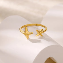 Load image into Gallery viewer, Stainless Steel Zircon Geometric Rings For Women Luxury Evil Eye Gold Color Adjustable Trendy Wedding Aesthetic Jewerly Gift