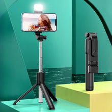 Load image into Gallery viewer, All In One Expandable Portable IPhone Tripod Selfie Stick Selfie Stick With Remote With Detachable BT Wireless Remote Compatible