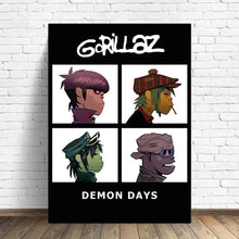 Load image into Gallery viewer, Virtual Anime Rock Band Gorillaz Poster Modern Music Album Cover Canvas Painting Wall Art for Club Living Room Home Decor Mural