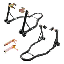 Load image into Gallery viewer, SucceBuy Motorcycle Stand Lift 850lbs Front Rear Combo Stand Lift Stand Front&amp;Rear Wheel Fork Stand Heavy Duty Rear Wheel Stand