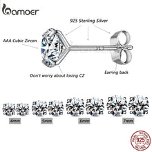 Load image into Gallery viewer, Bamoer CZ Stud Earrings 925 Sterling Silver Platinum Plated Round Cubic Zirconia Hypoallergenic Barbell Earrings 4-7mm