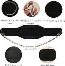 Load image into Gallery viewer, Weight Lifting Dip Belt Neoprene Back Gym Belt with Chain for Fitness Bodybuilding Pull up Strength Training Load Waist Strap
