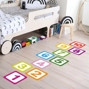 Hopscotch Floor Stickers 10PCS Waterproof Number Game for Kids Room Decor