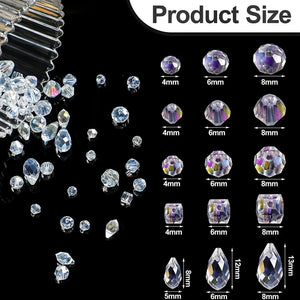 300pcs Crystal Rondelle AB Gems Loose Beads Glass Crafts Jewelry DIY Kit