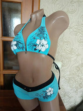 Load image into Gallery viewer, Vintage Flower print Cutie set Bikini 2000s Swimsuit Sexy Women Bathing Fashion Halter Strap Swimwear High Street Beach Female