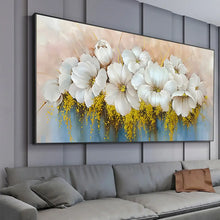 Load image into Gallery viewer, Scandinavian Luxury Wall Art Large White Floral Gold Leaf Abstract Poster Print