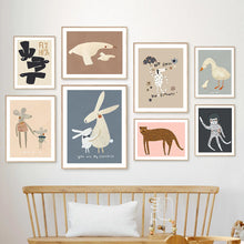 Load image into Gallery viewer, Animal Nursery Canvas Art Nordic Prints Baby Room Decor