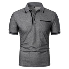Load image into Gallery viewer, New Men's Short Sleeve Polo Shirts Solid Color Casual T-shirt Summer Trendy Breathable Loose Basic Splice Top Pockets Men Shirts