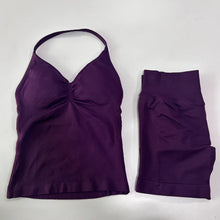 Load image into Gallery viewer, No Logo 2Pcs Gym Set Women Backless Tank Tops High Waist Scrunch Seamless Shorts Gym Suit Fitness Clothes Activewear Workout Set