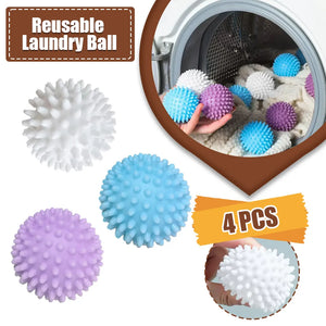 4Pcs Reusable PVC Dryer Balls - Eco-Friendly Laundry Fabric Softener for Home