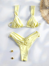 Load image into Gallery viewer, Sexy Folds Bikini Set Solid Micro Bikinis Women Swimsuit Female Triangle Swimwear Beach Wear Bathing Suit