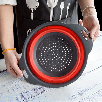 Collapsible Silicone Drain Basket Strainer Kitchen Colander Foldable Washing Tool