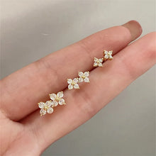 Load image into Gallery viewer, Gold Color Flower Shape CZ Stud Earrings Women&#39;s Party Wedding Fashion Jewelry