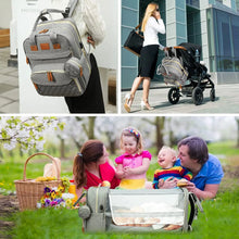 Load image into Gallery viewer, 3 In 1 Diaper Bag Backpack Foldable Baby Bed Waterproof Travel Bag with USB Charge Diaper Bag Backpack with Changing Bed 3 types